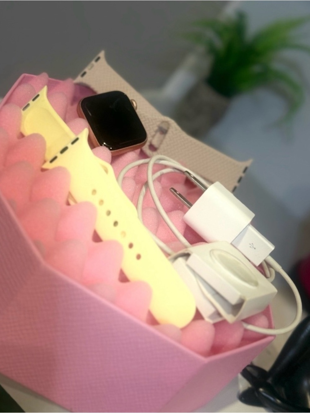 Yellow Smartwatch Band and Accessories with Charger